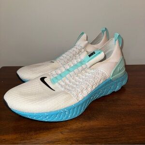 Nike React Phantom Run Flyknit 2 White Glacier Blue Size 15 Athletic Shoes